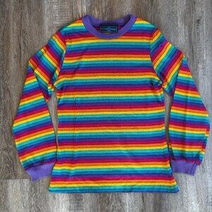 Vintage 80s Goolagong Rainbow Long Sleeve Shirt Small